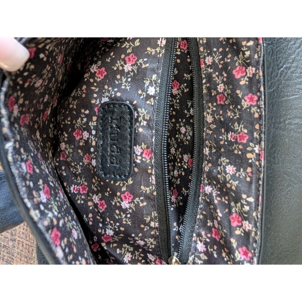 Vintage Y2K Mudd Crossbody Sunburst Perforated Purse 9" Faux Leather Boho Chic image 8
